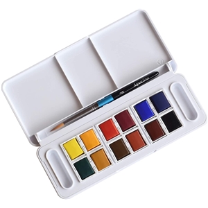 Farby Aquafine Travel  12 set Half Pan  Daler Rown