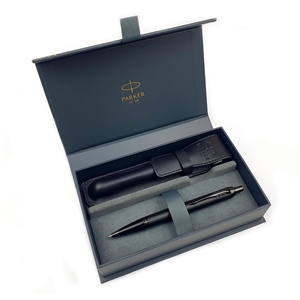 IM Achromatic Długopis czarny + etui skóra Parker